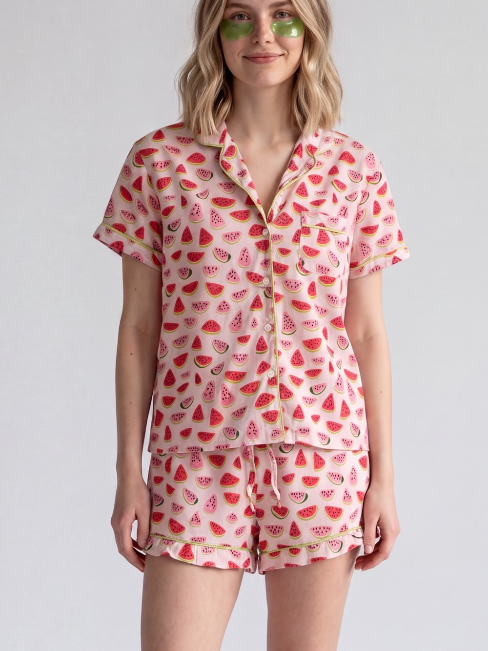 Mahogany Watermelon 100% Cotton Short Pajama Set pjs vacation whimsy novelty